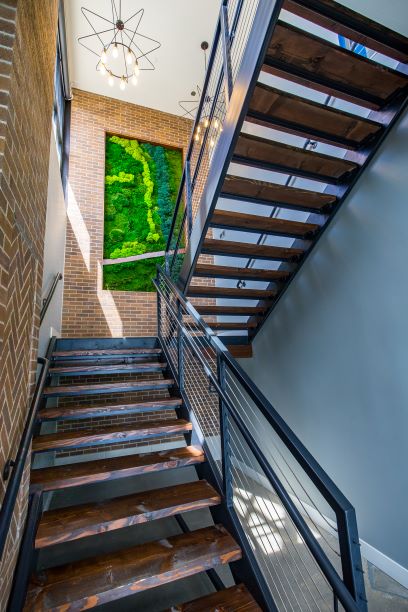 Staircase View at 225 Sycamore Apartments in Wichita, Kansas