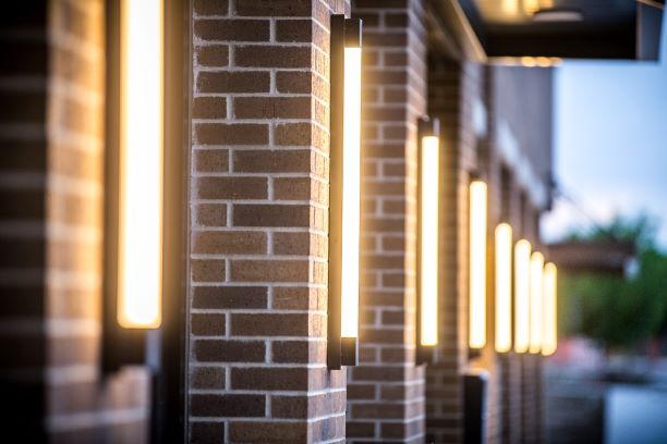 Modern Exterior Lighting at 225 Sycamore Apartments in Wichita, KS