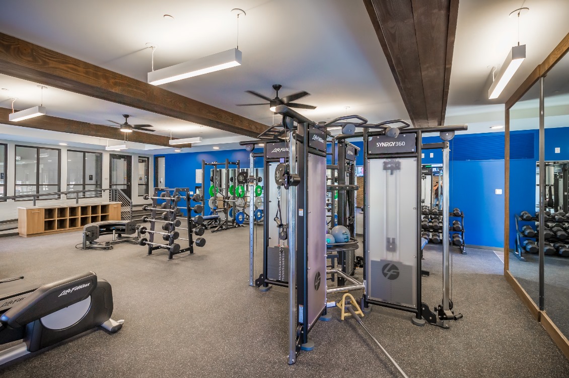 24-Hour Fitness Center at 225 Sycamore Apartments in Wichita, KS