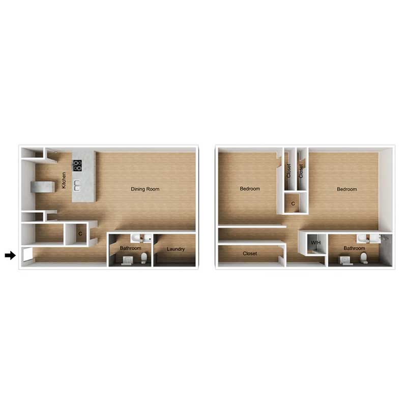 Floor plan layout for B2-TH