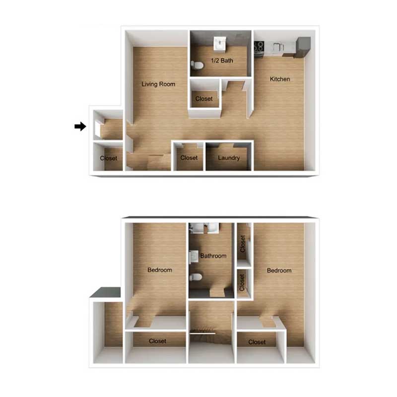 Floor plan layout for B3-TH