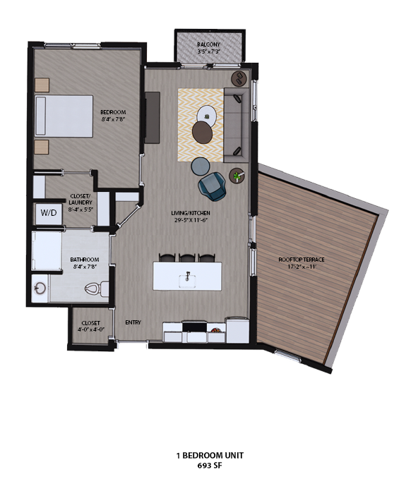 Floorplan - 1 Bedroom Unit image