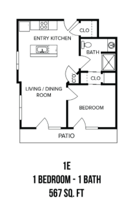 625 S. Goodman Apartments - Floorplan - One Bedroom with Sundeck (D)