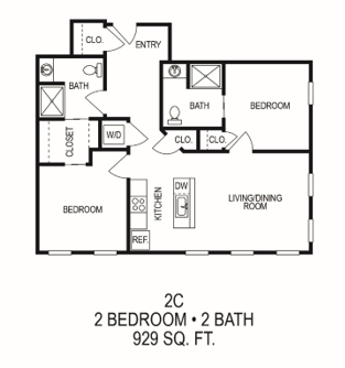625 S. Goodman Apartments - Floorplan - Two Bedroom (C)*