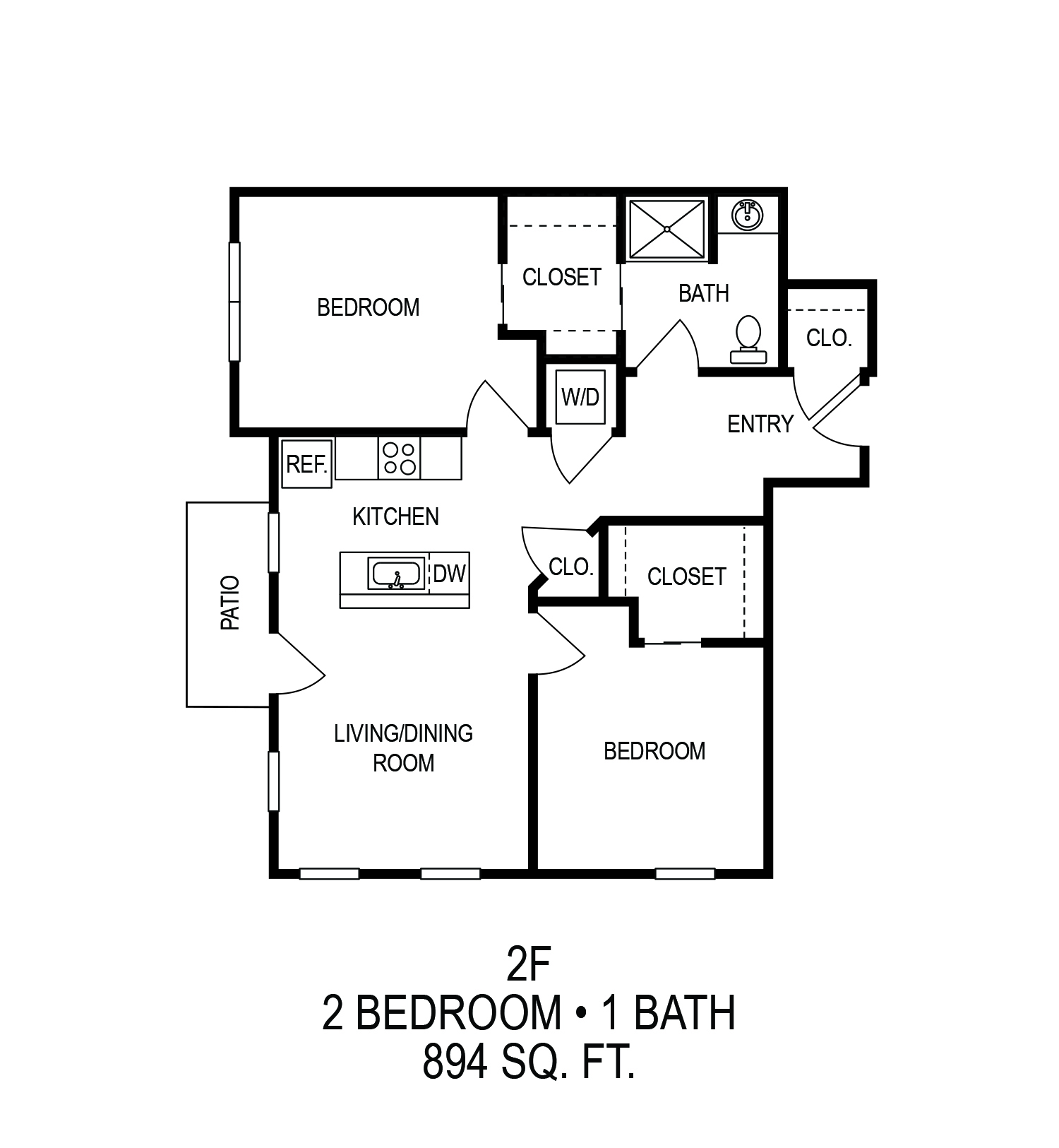 625 S. Goodman Apartments - Floorplan - Two Bedroom (F)