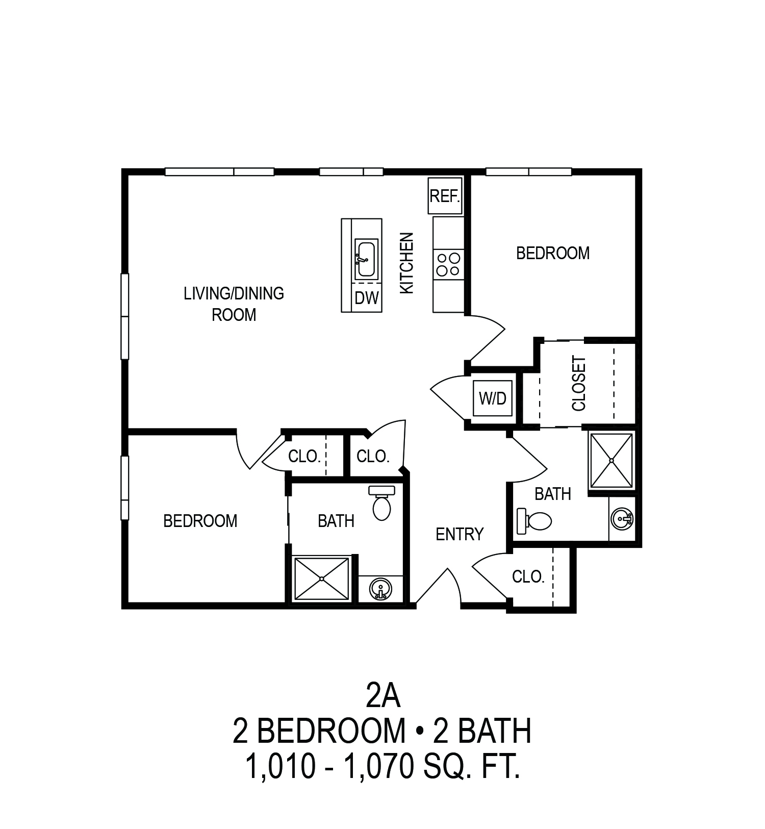 Floorplan - 2(A) Two Bedroom Apartment image
