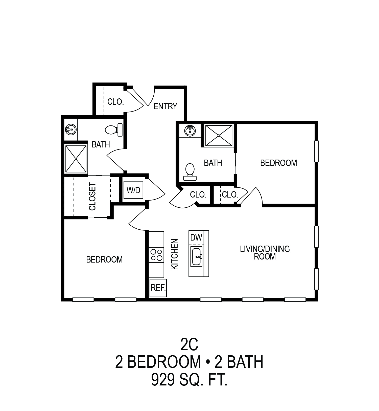 Floorplan - 2(C) Two Bedroom Apartment image