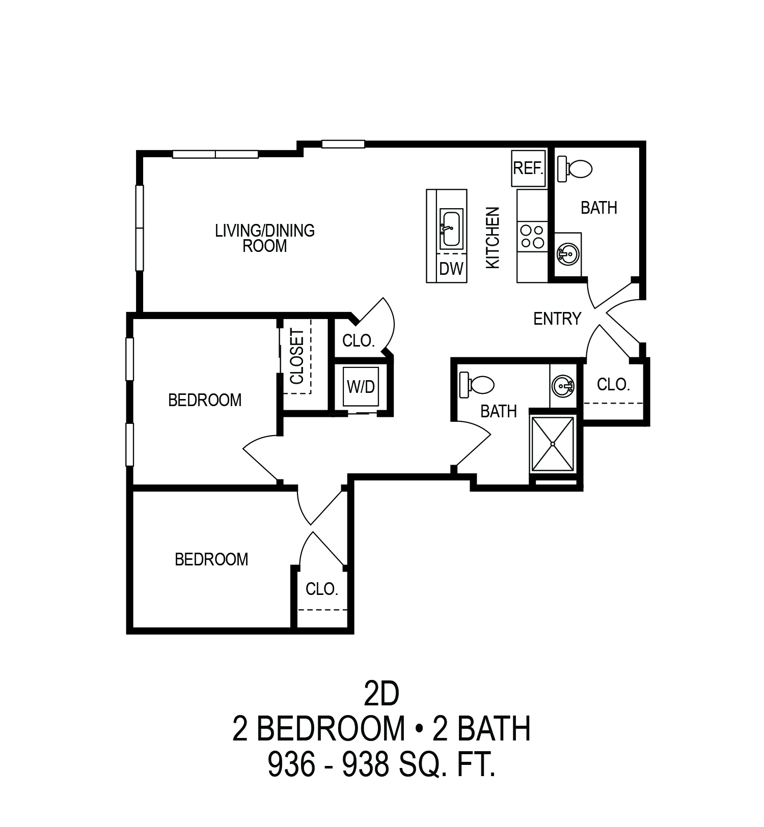 Floorplan - 2(D) Two Bedroom Apartment image
