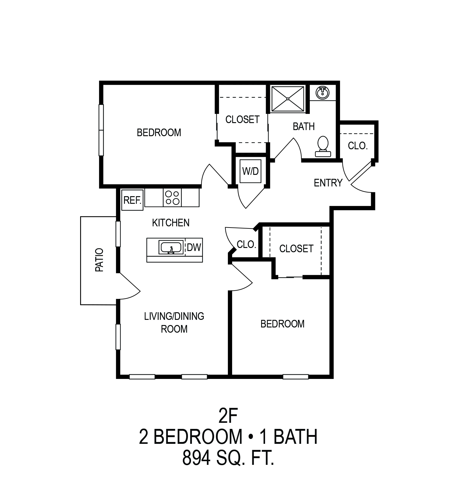 Floorplan - 2(F) Two Bedroom Apartment image