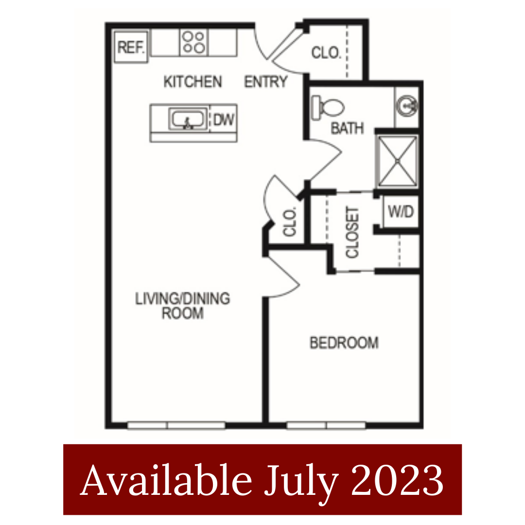625 S. Goodman Apartments - Floorplan - One Bedroom (A)*