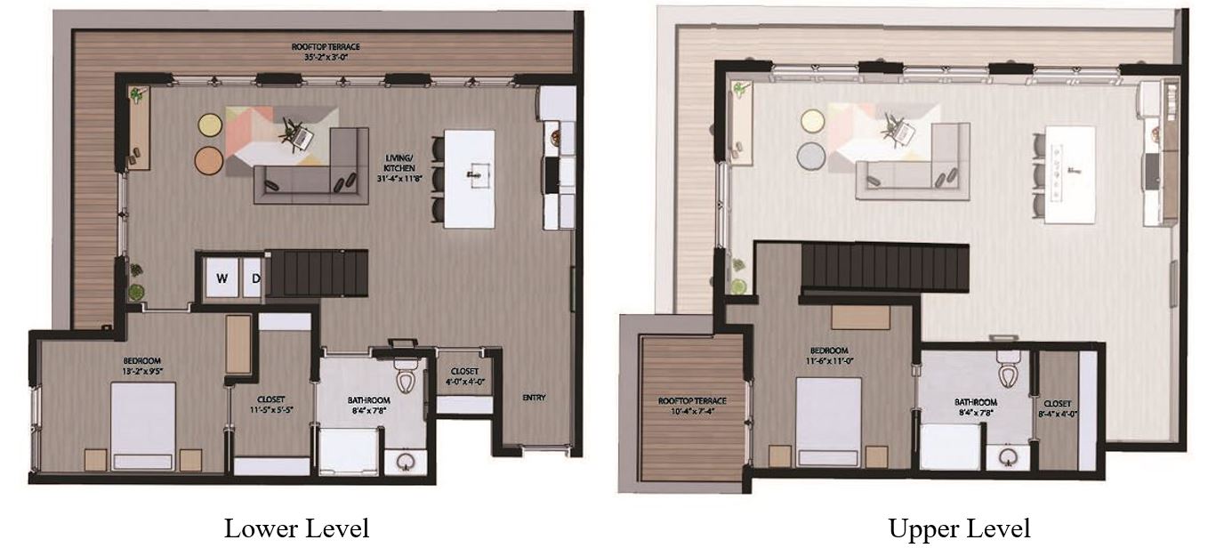 Floorplan - 2 Bedroom Loft with Terrace image