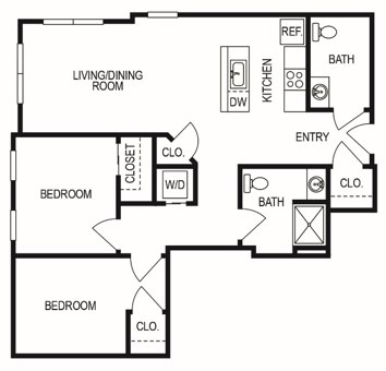 625 S. Goodman Apartments - Floorplan - One Bedroom with Study (D)* 