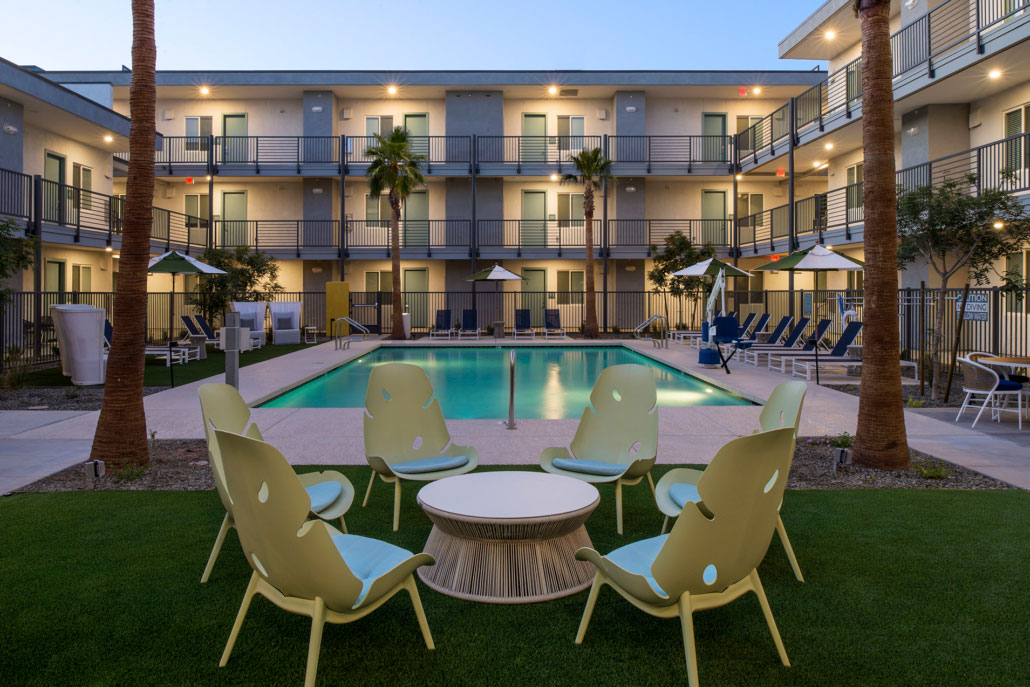 Poolside Pergola with Seating at The 89 on Hayden Apartments in Scottsdale, AZ