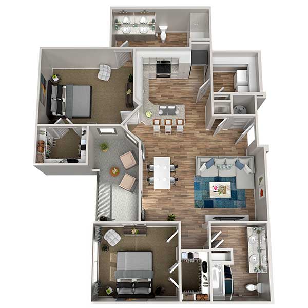 Floorplan - B3-Alt, 2 Beds, 2 Baths, 1260 square feet