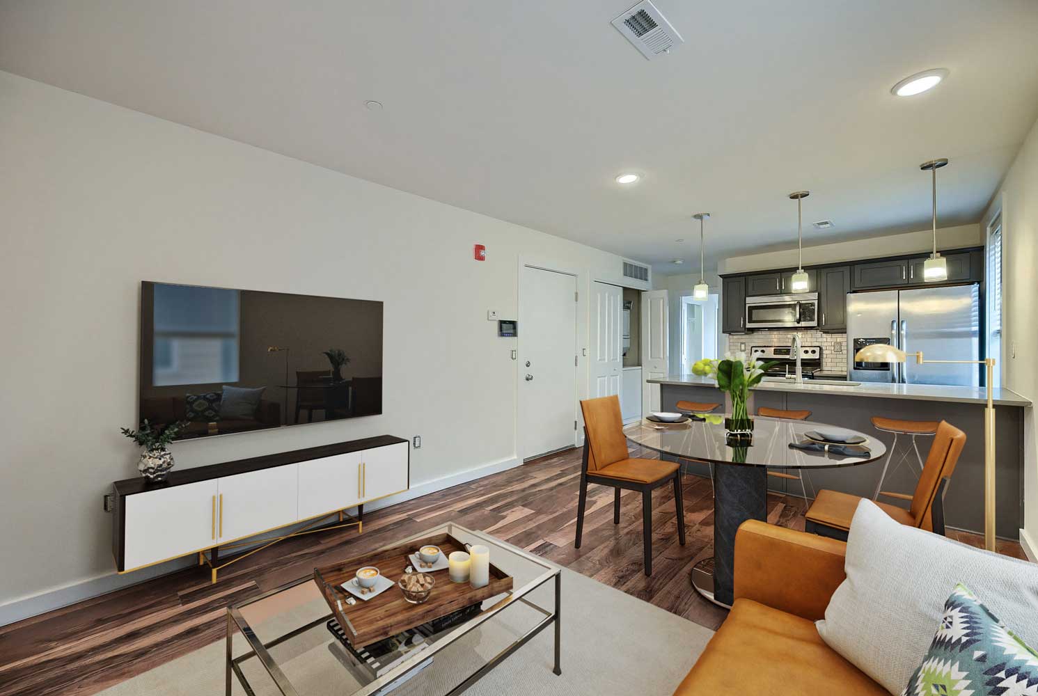 Brightly-lit Kitchen Area with Three-seater Breakfast Bar
