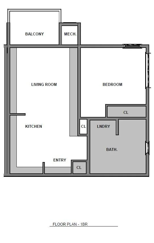 Floor plan layout for One Bed/One Bath | ADP