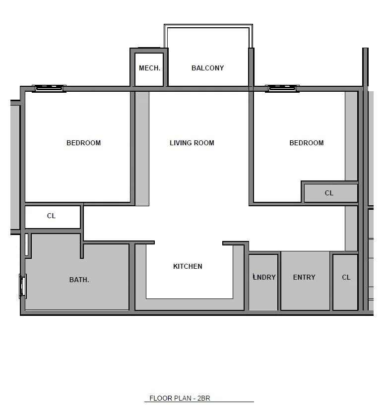 Floor plan layout for Two Bed/One Bath | HC