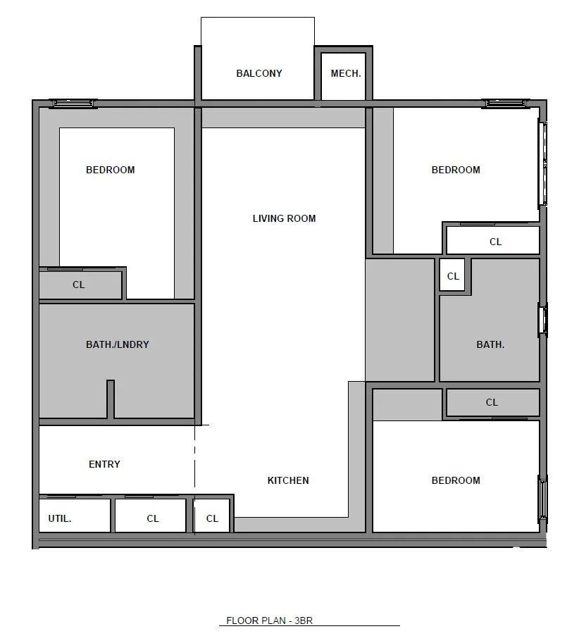 Floor plan layout for Three Bed/Two Bath | ADP