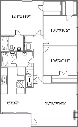 Floorplan - 3 Bed Renovated image