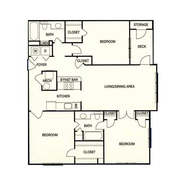 Augusta Commons Apartments - Floorplan - Plan C1