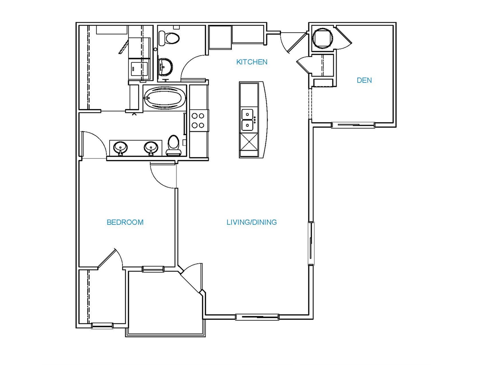 Floorplan - B2, 1 Bed, 1.5 Baths, 996 square feet