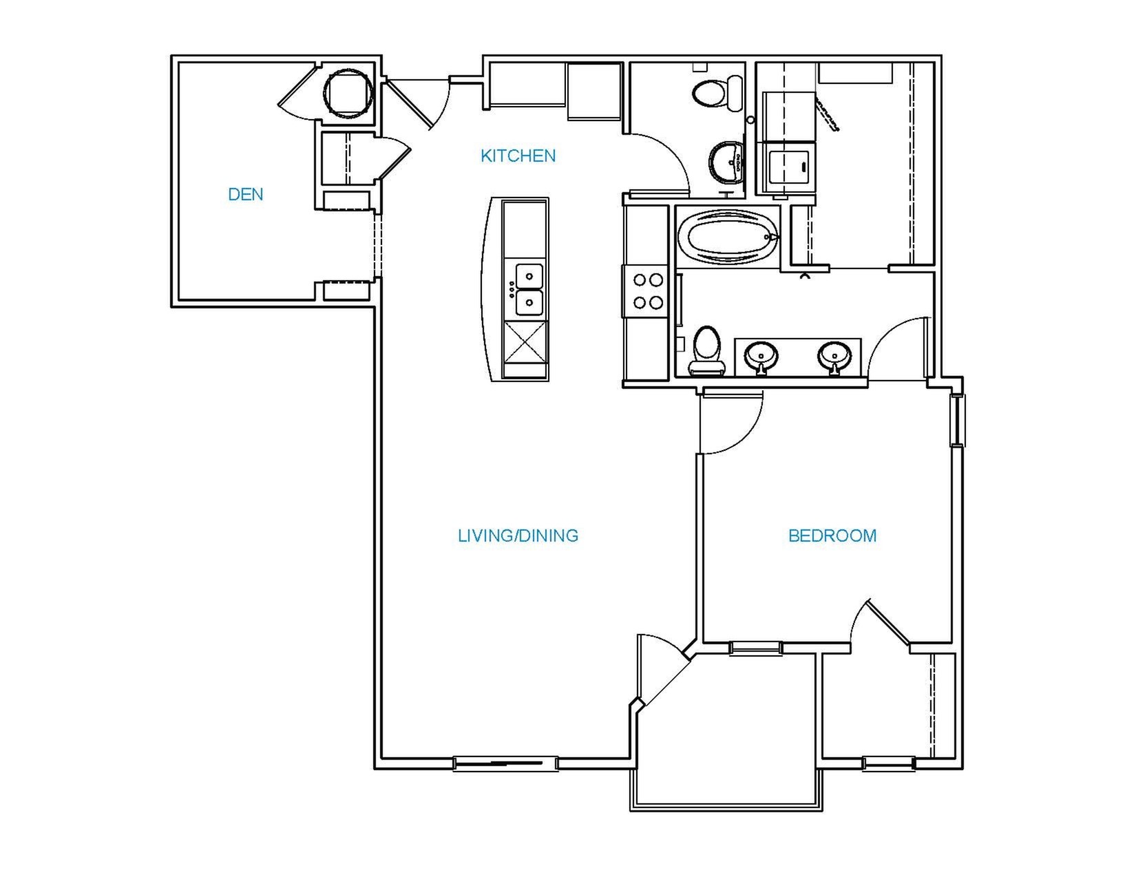 Floorplan - B3, 1 Bed, 1.5 Baths, 967 square feet