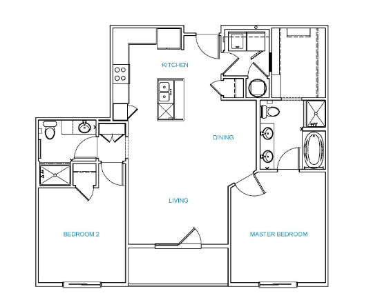Floorplan - C1, 2 Beds, 2 Baths, 1081 - 1151 square feet