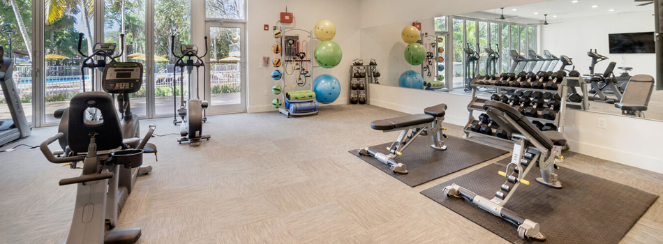 Fitness Center and Equipment at Nottingham Pine Luxury Apartments 