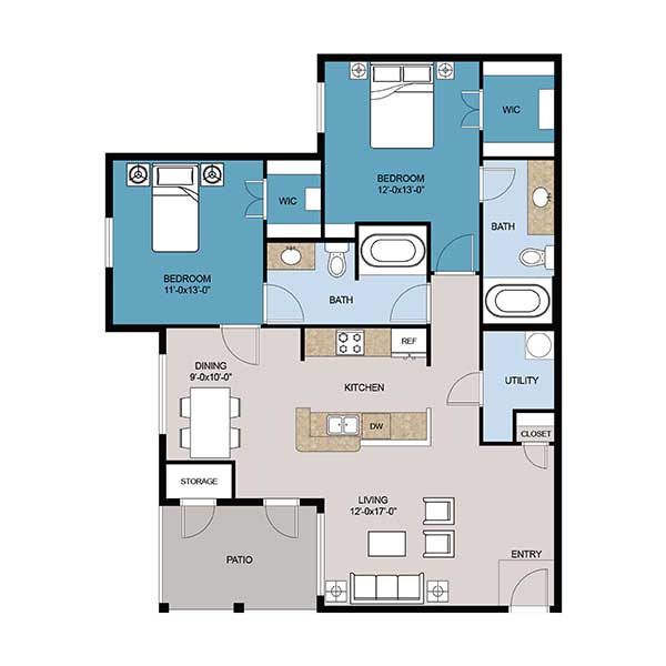 Belle Savanne Luxury Apartment Homes  - Floorplan - C