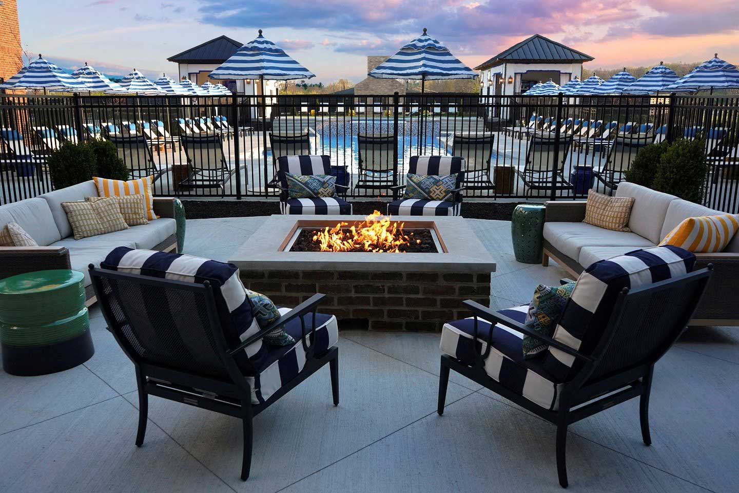 Outdoor Lounge Firepit at Belmont House Apartments