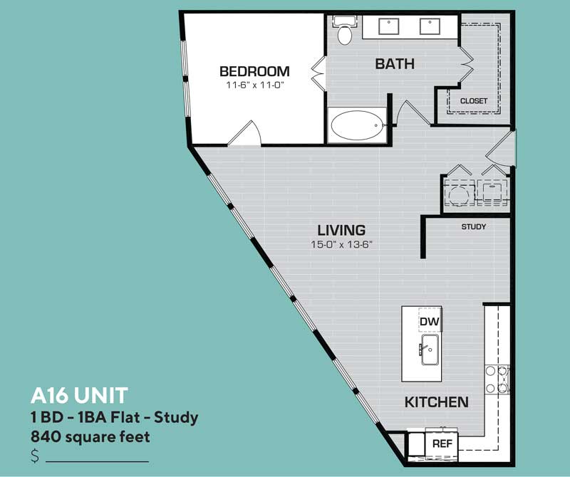 Floor plan layout for A16