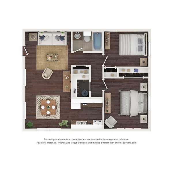 Bossier East Apartments - Floorplan - Two Beds - Bossier East