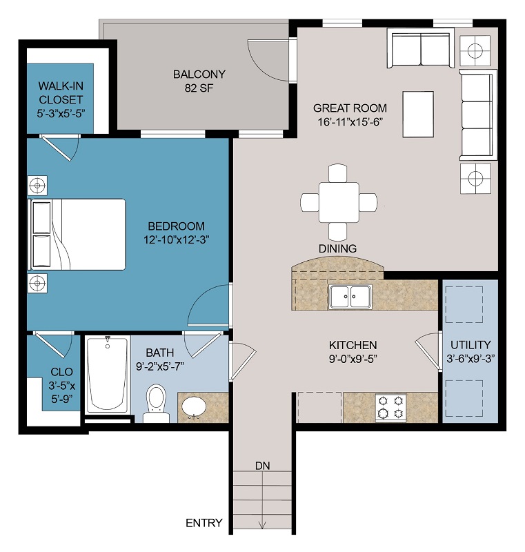 Floor plan layout for A2 w/ Garage