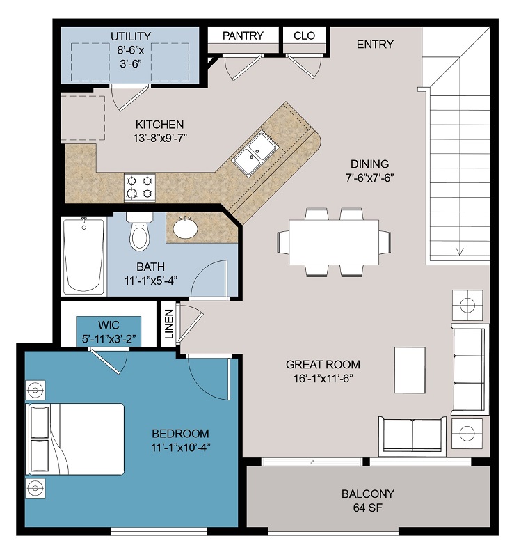 Floor plan layout for B2 w/ Garage