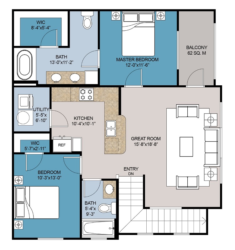 Floor plan layout for C2 w/ Garage