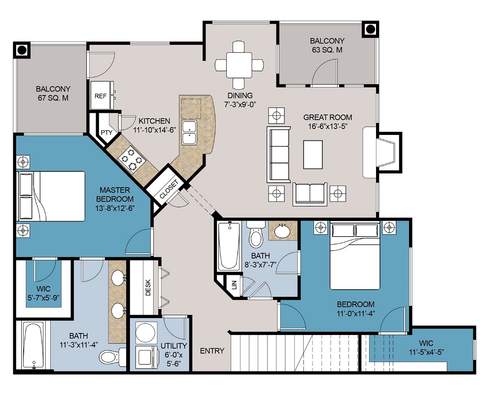 Floor plan layout for D2 w/ Garage