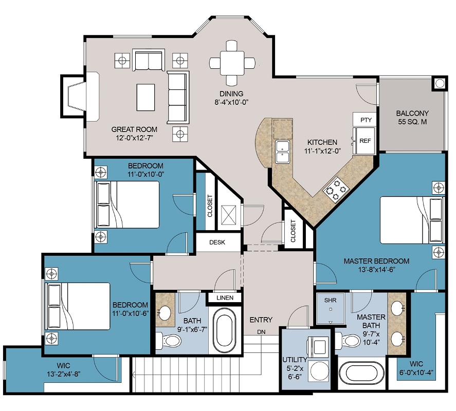 Floor plan layout for E2 w/ Garage