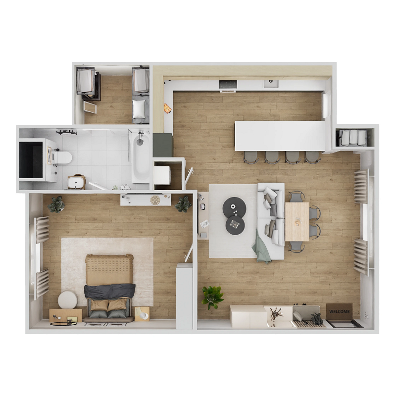 Bricktown Apartments - Floorplan - One Bedroom