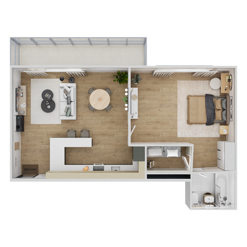 Bricktown Apartments - Floorplan - One Bedroom