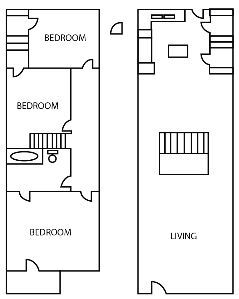 Floorplan - Three Bedroom Townhome image