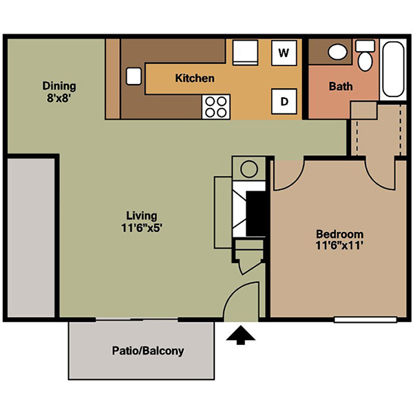 Floorplan - 1 Bedroom - A image