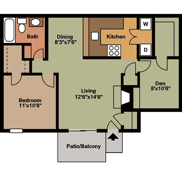 Floorplan - 1 Bedroom - B image