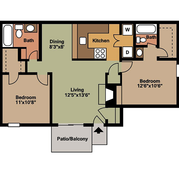 Brittany Square Apartments - Floorplan - 2 Bedroom
