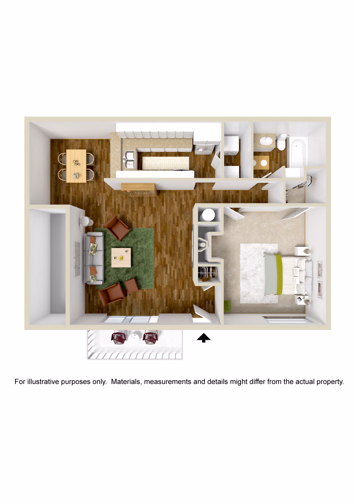 Floor plan layout for 1 Bedroom - A