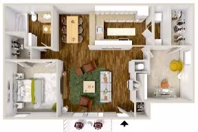 Floor plan layout for 1 Bedroom - B