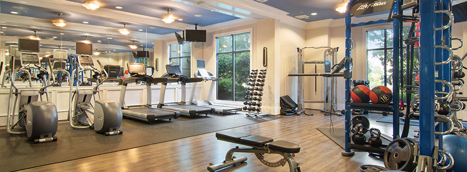 Fitness Center with Fitness Equipment at Brookleigh Flats Luxury Apartment Homes 