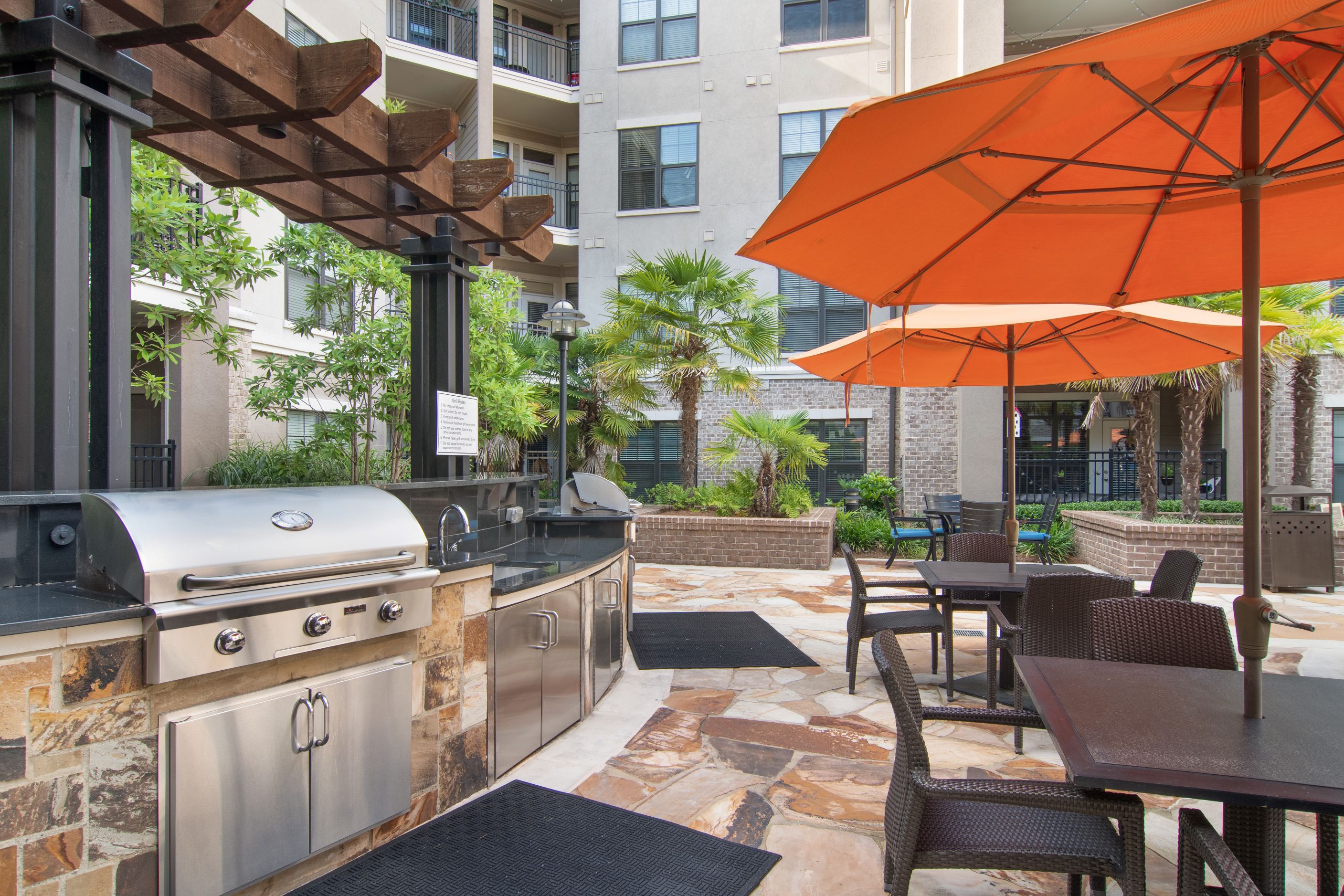 Grilling & Cabana Areas at Brookleigh Flats Apartments in Brookhaven, Georgia