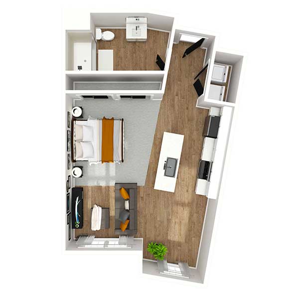 Floorplan - S3 Studio 1 Bath 689