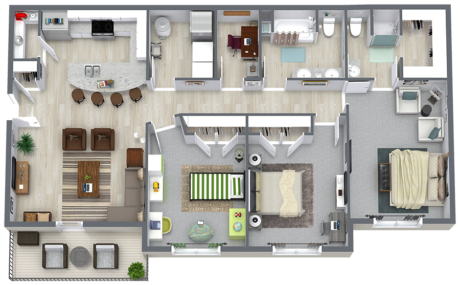 Floorplan - Three Bed - Upcoming Availability image