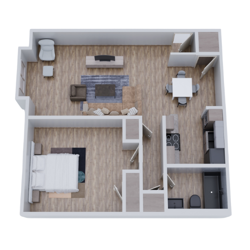 Floor plan layout for 1 Bedroom